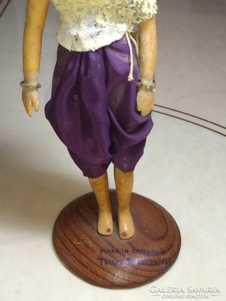 Beautiful hand-carved Vietnamese wooden doll from around 1950. Made in Cambodia