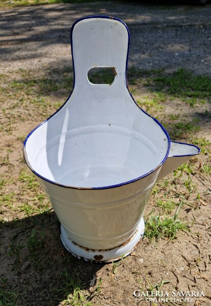Enameled 7-liter Rocska cheese milking bucket, nostalgia peasant decoration Budafok