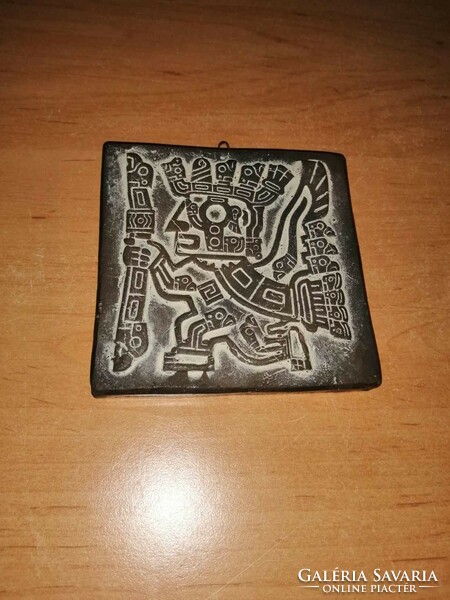 Antique Mexican Mayan warrior relief ceramic wall picture (1/p)