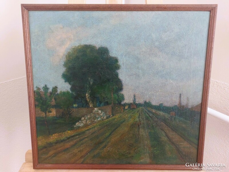 (K) Szignózott régi festmény 45x41cm kerettel