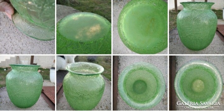 Antik zöld üveg váza ( Loetz, Kralik etc.)