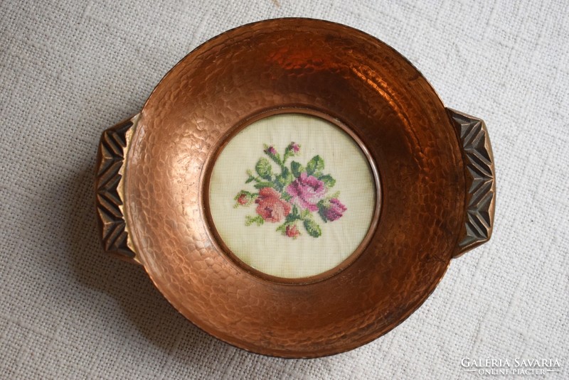 Gobelin inlaid copper bowl, bowl, serving tray
