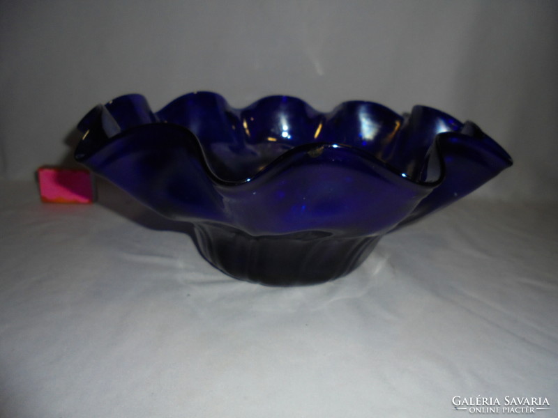 Blue glass bowl, table serving, fruit bowl - large size