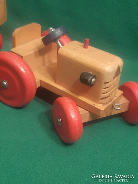 Wooden toy tractor