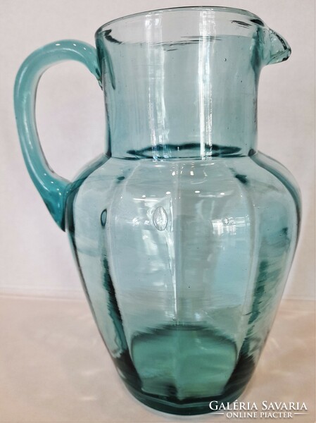 Antique blown inside ribbed glass jug