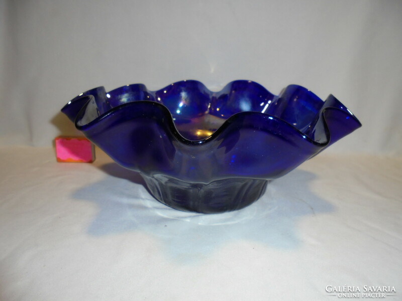 Blue glass bowl, table serving, fruit bowl - large size