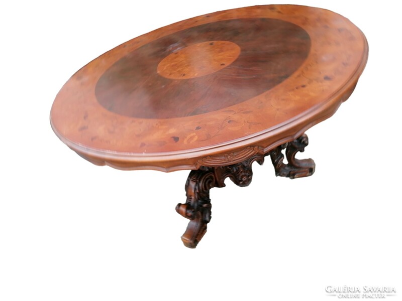 Baroque colorful marquetry dining table