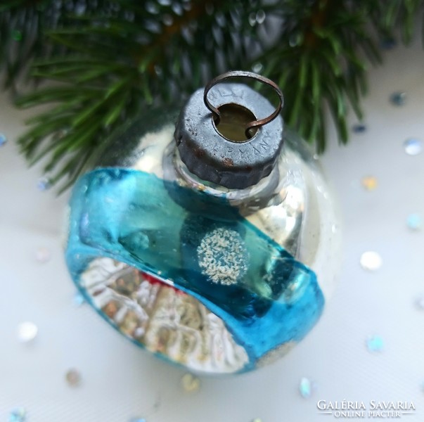Régi reflexes  üveg gömb karácsonyfa dísz 5-6cm
