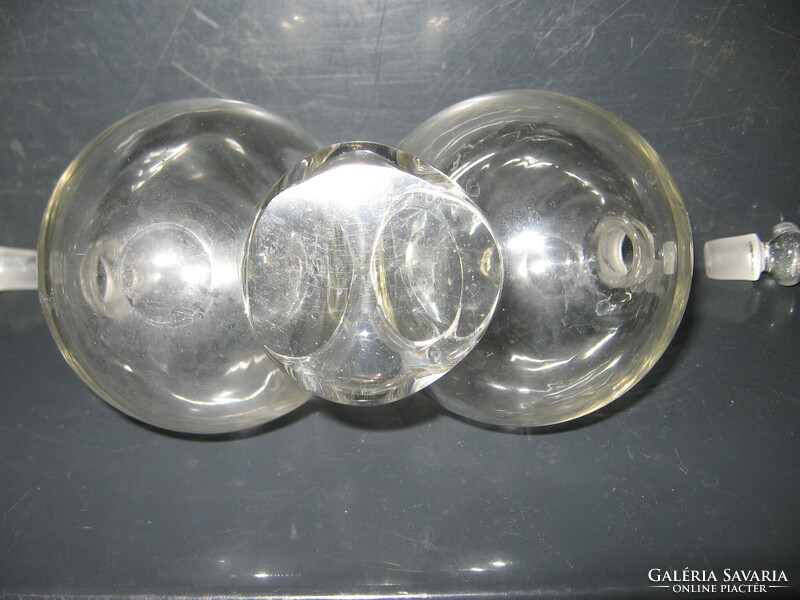 Blown glass, double sphere oil, vinegar table dispenser