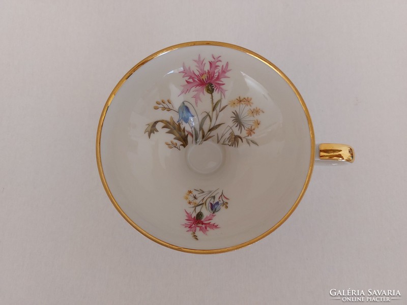 Bavaria porcelán csésze mezei virágos talpas kávés
