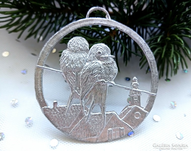 Bird-like metal tin Christmas tree ornament 6cm