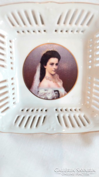 Austrian openwork porcelain bowl with sissi portrait