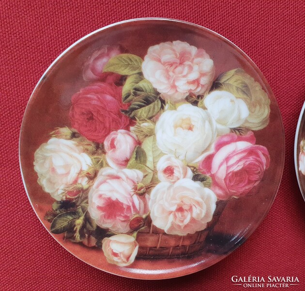 4db Krömer német porcelán vintage stílusú kistányér tálka kínáló lerakó rózsa virág minta dekoráció