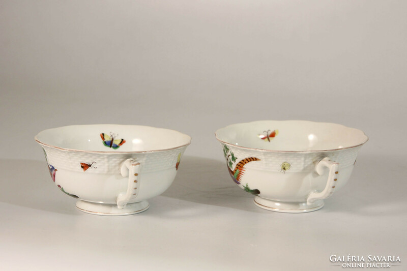 Pair of antique Herend pheasant pattern teacups 1947. | Pair of 2 pheasant bird cups