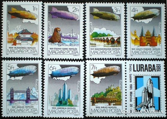 S3449-55 / 1981 Zeppelin Híres Repülései bélyegsor postatiszta