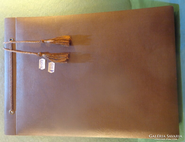 Photo album: retro product with green leather binding, hunter scene, 