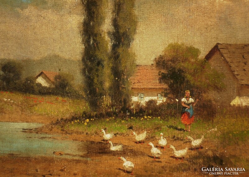Béla Barsi (First half of the 20th century): goose shepherd girl