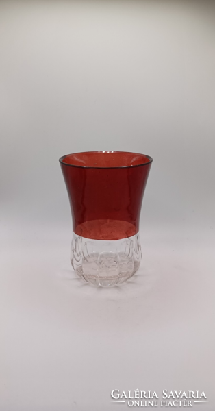 Crimson stained Biedermeier glass cup