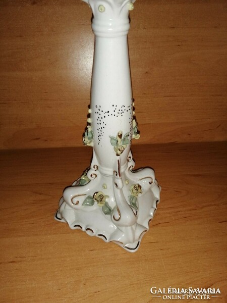 Old pink porcelain candle holder 23 cm high (38/d)