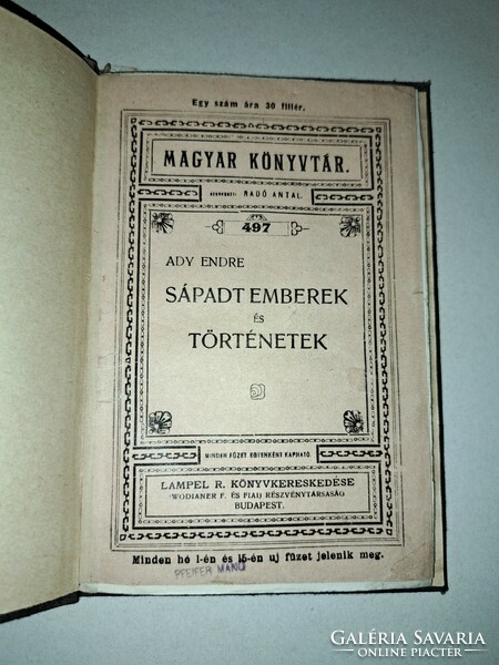 Ady Endre: Sápadt emberek és történetek. Első kiadás. Bp., [1907], Lampel. (Wodianer ny.). 62,[1]p.