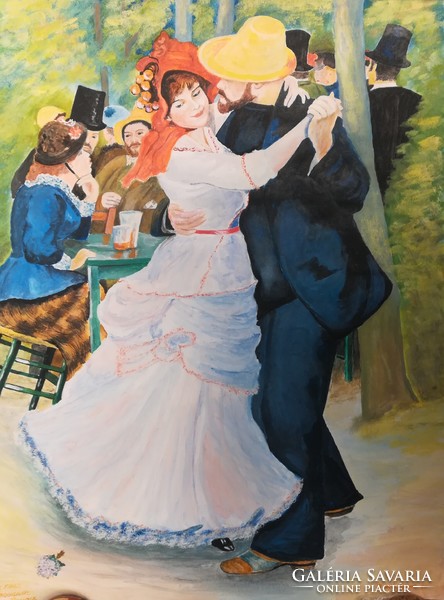 "Tánc Bougival-ban", Renoir festménye alapján készült akvarell