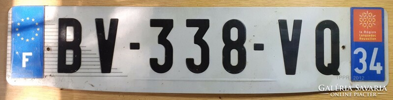 French license plate number plate bv-338-vq France 1.