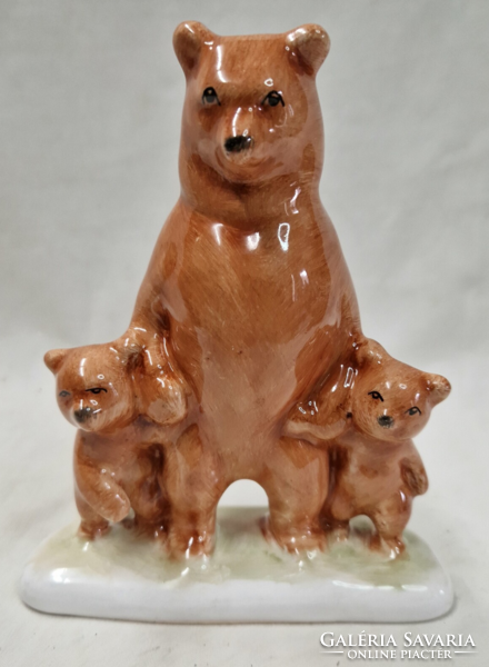 Bodrogkeresztúr bear family or bears ceramic figure in perfect condition 17 cm.
