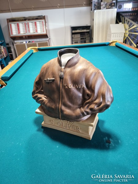 S oliver ceramic advertising figure: leather jacket on pedestal