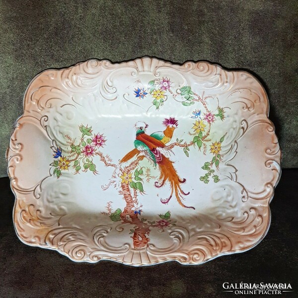 Antique English fabulous bird of paradise bowl 31cm!