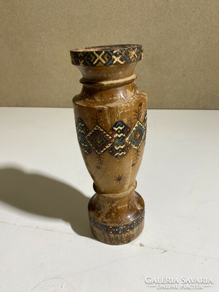 Wooden flower vase, hand painted, from 1941, size 27 x 9 cm. 4843