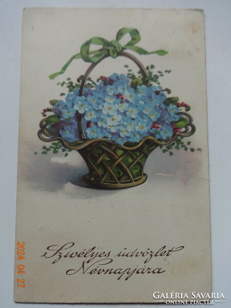 Old, antique graphic name day greeting card (1931)