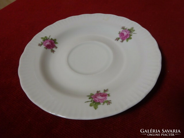 German porcelain, teacup coaster with rose pattern, diameter 14.7 cm. Jokai.