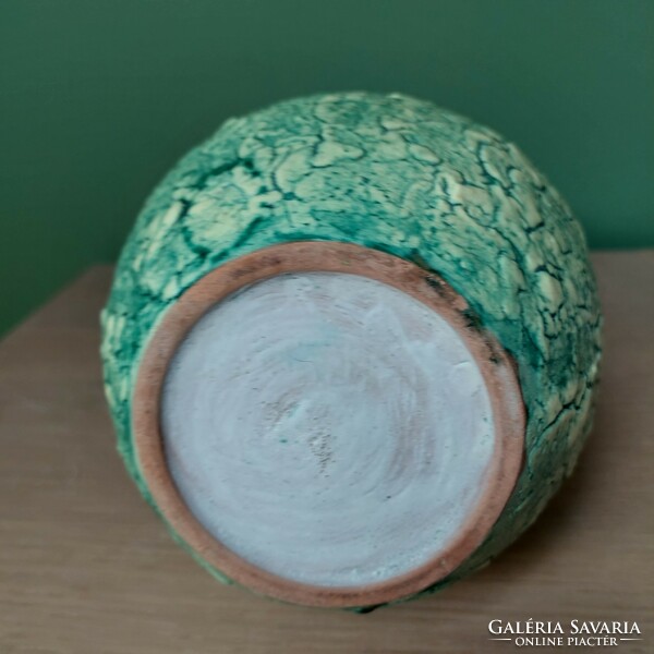 Vintage green cracked glazed ceramic vase