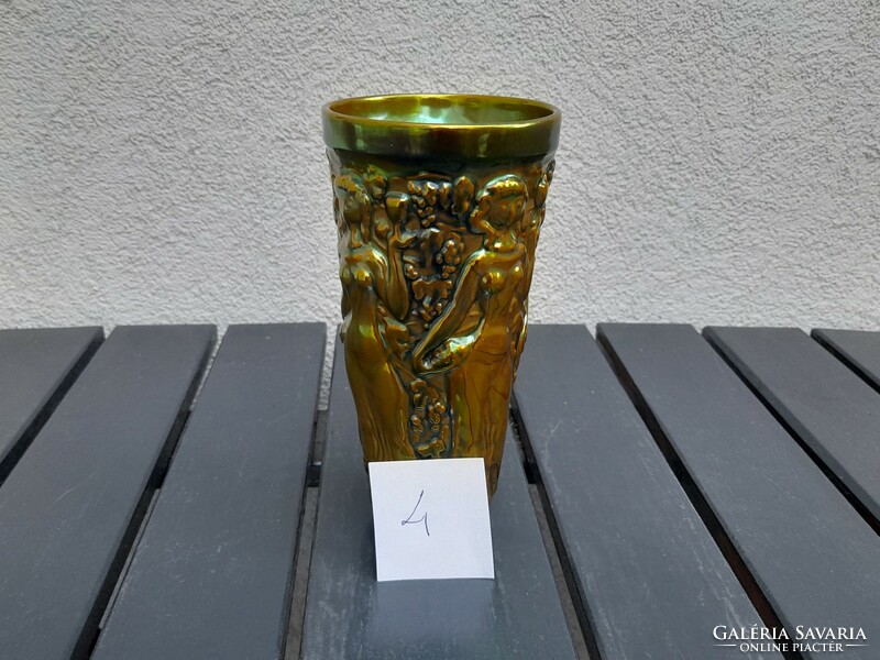 Gyönyörű Zsolnay eozin szüretelő pohár 4.