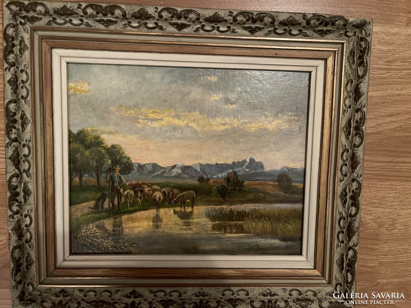 Nice painting in a wooden frame.