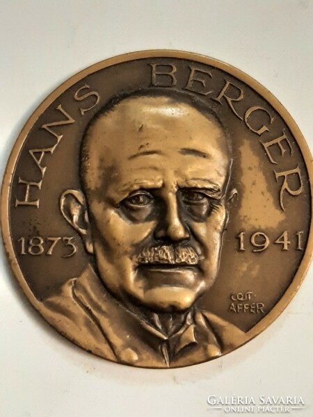 Hans Berger Bronz emlékérem 1961 ből Nemzetközi Elektro.és Klinikai Neurofyziológiai Kongresszus RÓM