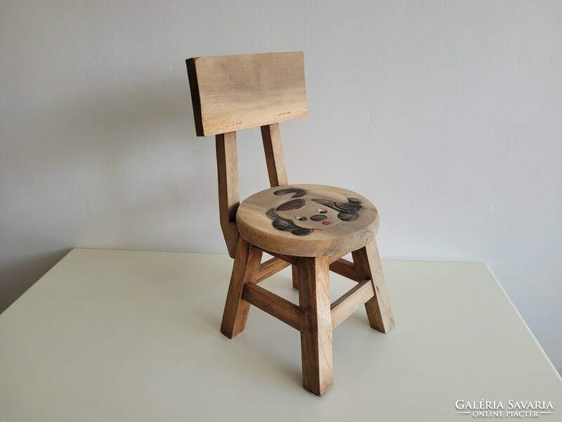Retro fa gyerekszék kutya mintás kis gyerek szék ülőke