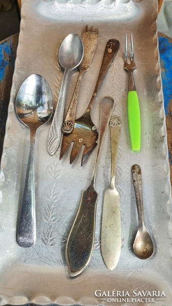 Antique and old cutlery spoon fork knife package and tray in one