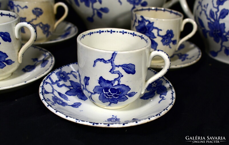 Circa 1890 antique French luneville blue pattern French coffee v. Tea set
