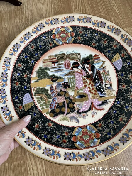 Dreamy large 40 cm diameter, Japanese satsuma decorative plate.