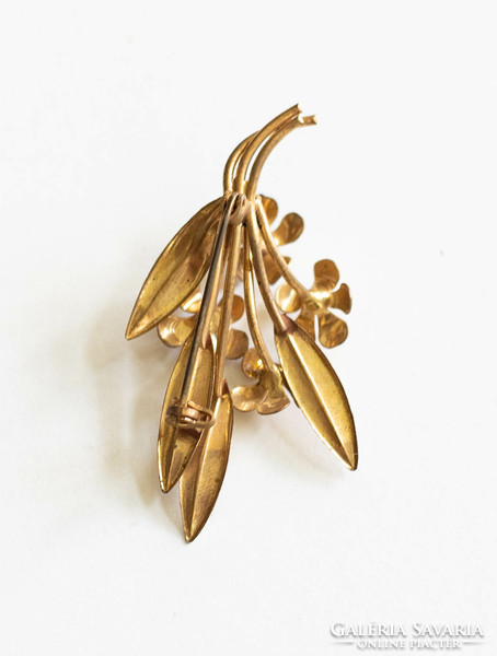 Antique copper flower bouquet brooch - vintage lapel pin
