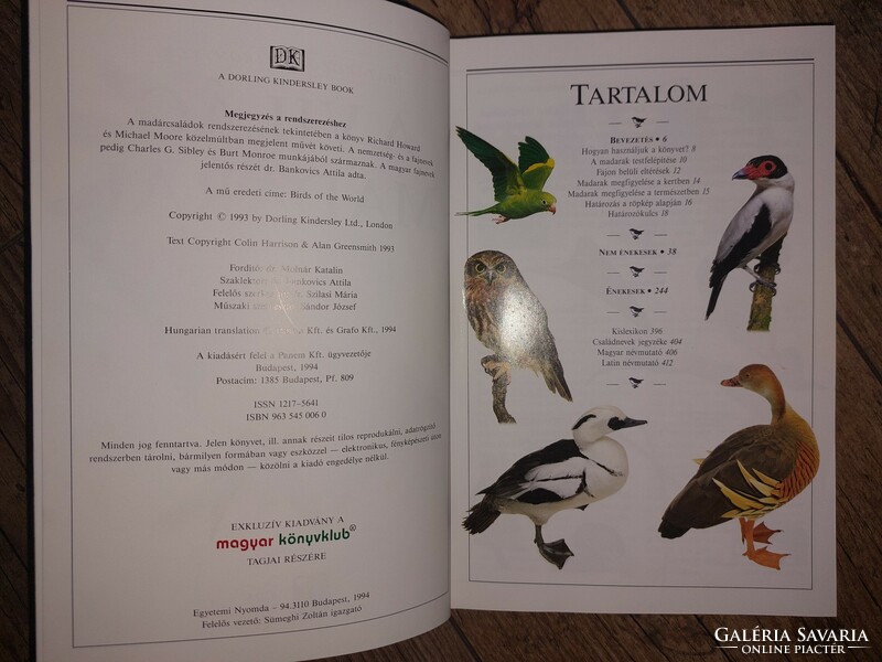 A világ madarai- Határozó kézikönyvek - Képes ismertető a madarak családjairól, több mint 800 faj b