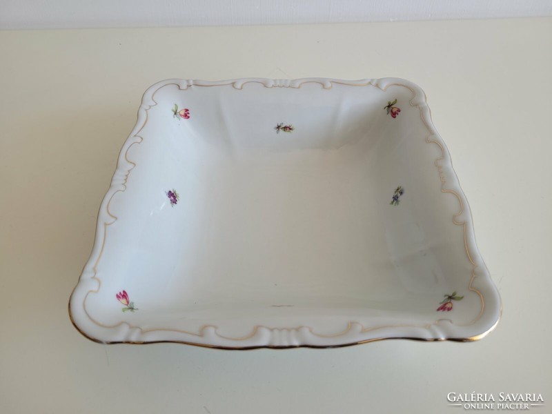 Old Zsolnay porcelain small floral baroque rectangular serving bowl centerpiece