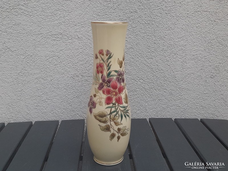 Zsolnay dúsan körbefestett váza gyönyörű aranyozással