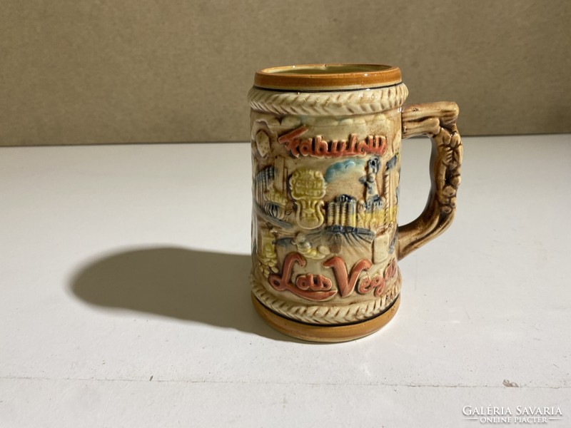 Vintage Japanese ceramic beer mug from Las Vegas, 15 x 9 cm. 4844