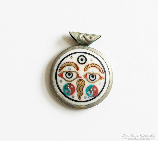 Vintage ethno pendant buddha eye - necklace - bohemian ethno boho folk art