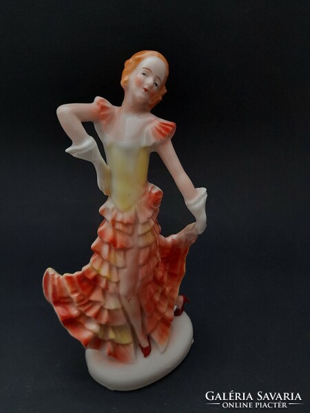 Régi porcelán táncosnő figura, 18,5 cm