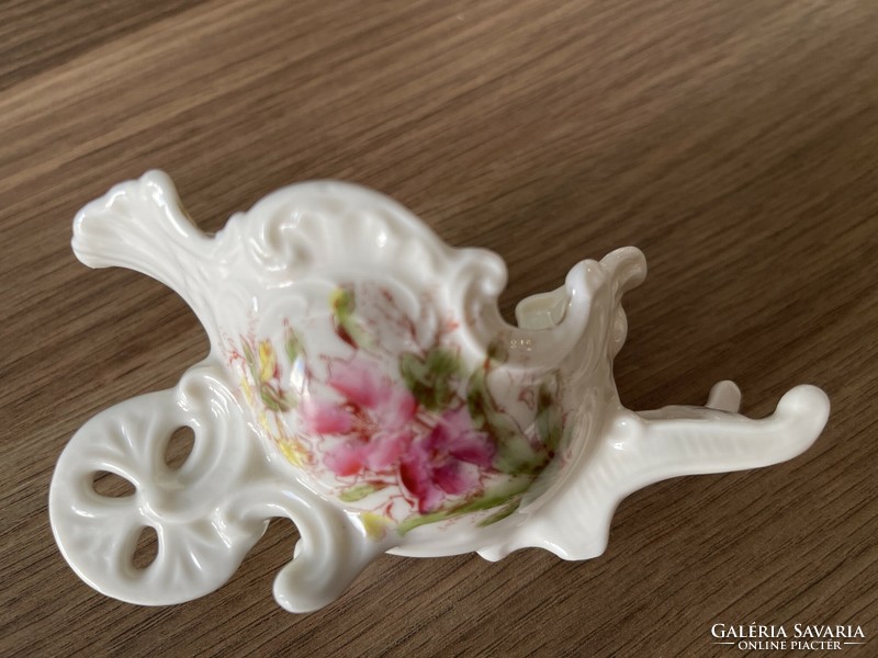 Antik vékony finom porcelán talicska kis kaspó hibátlan, tüneményes porcelán.