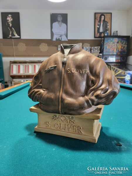 S oliver ceramic advertising figure: leather jacket on pedestal