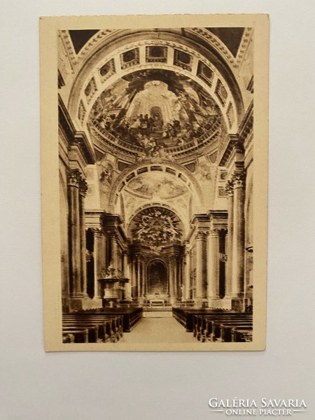 Old postcard. Szombathely Cathedral. Interior detail.